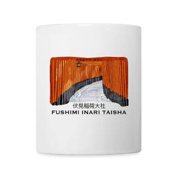 Japan, Kyoto, Fushimi Inari Taisha Torii Drawing - Mug - white - Front