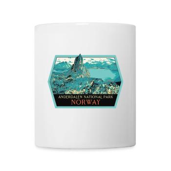Landschaftsabzeichen Anderdalen: Norwegische Natur - Tasse - Weiß - Vorne