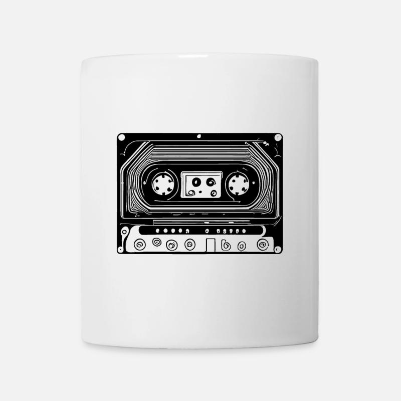 Retro Design Audio Kassette Schwarz - Tasse - Weiß