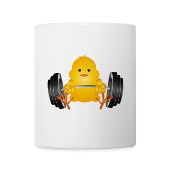 Bodybuilder chick with dumbbell during workout - Mug - white - Front