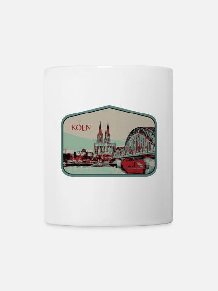 Panoramablick Köln Illustration - Tasse - Weiß