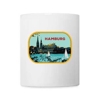 Hambourg fluvial : Illustration de Voiliers - Mug blanc - blanc - Devant