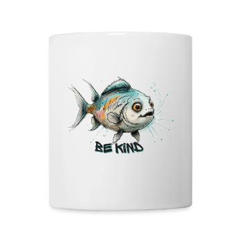 Sei Freundlich - Niedlicher Fisch Aquarell Kunst - Tasse - Weiß - Vorne