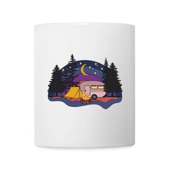 Retro Sonne Nacht Zelt Wohnmobil Caravan Camping - Tasse - Weiß - Vorne