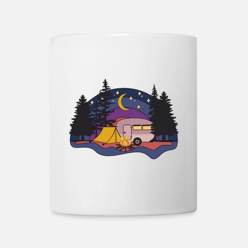 Retro Sonne Nacht Zelt Wohnmobil Caravan Camping - Tasse - Weiß