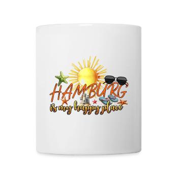 Hamburg is my happy place Urlaubsreise Nordsee - Tasse - Weiß - Vorne