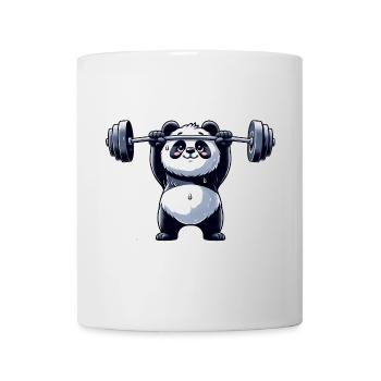 Cool Panda Dumbbell Weightlifter Fitness - Mug - white - Front