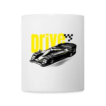 La voiture de course des années 80 conduit le pilote rapide - Mug blanc - blanc - Devant