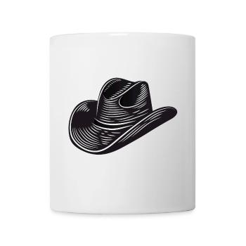schwarzer Cowboyhut,Westernhut Vektorgrafik Stil - Tasse - Weiß - Vorne