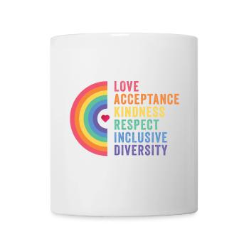 LGBT Pride Month - Liebe. Akzeptanz. Freundlichkeit - Tasse - Weiß - Vorne
