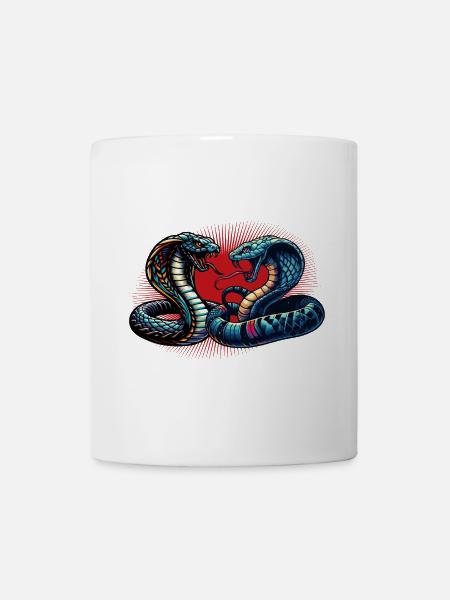 dynamisches und farbenfrohes Cobra-Schlangen Motiv - Tasse - Weiß