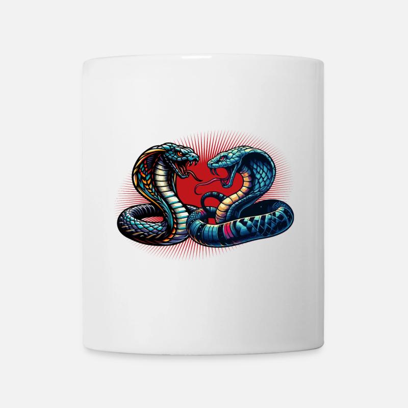 dynamisches und farbenfrohes Cobra-Schlangen Motiv - Tasse - Weiß