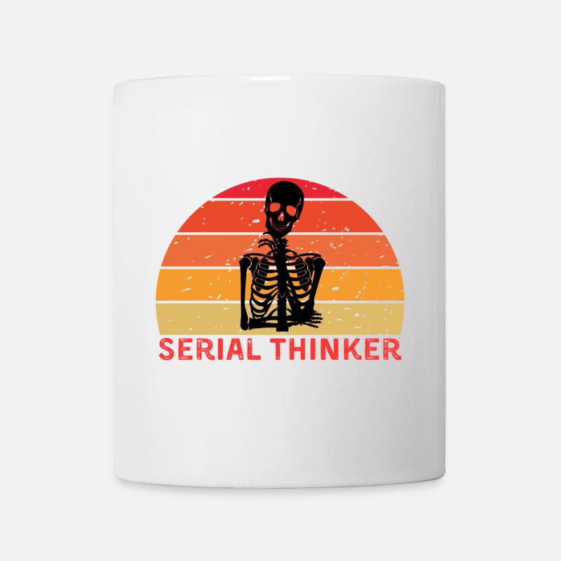 Serial Thinker Skeleton Thinking Retro Sunset - Mug - white
