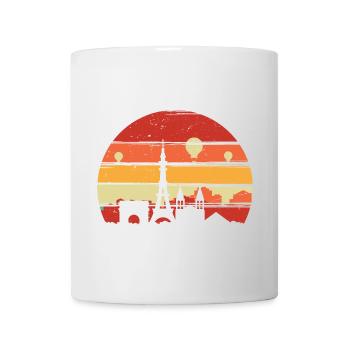 Silhouette de la ligne d’horizon du coucher de soleil à Paris - Mug blanc - blanc - Devant