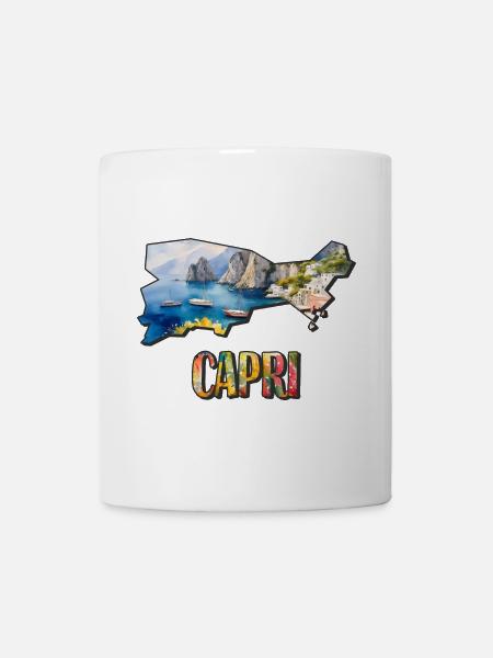 Aquarell Landkarte Capri - Tasse - Weiß