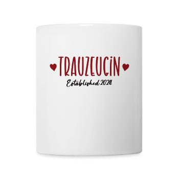 Trauzeugin Fragen 2024 Freundin Feiern Team Braut - Tasse - Weiß - Vorne