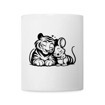 Câlin Tigre Et Souris Amoureux - Mug blanc - blanc - Devant