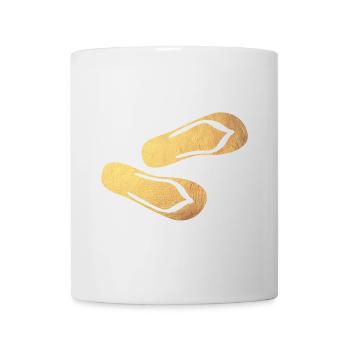 Slippers Flip Flops Gold Glamping Luxury Beach - Mug - white - Front