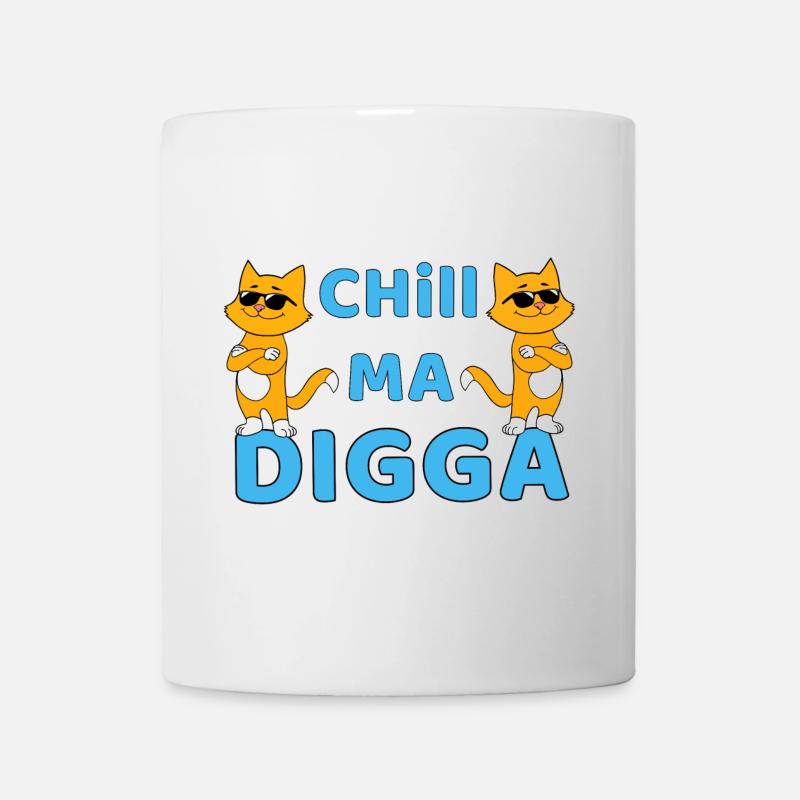 Chill ma Digga - chat drôle avec des lunettes de soleil - Mug blanc - blanc