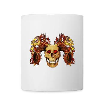 Skull with horns in flames - Mug - white - Front