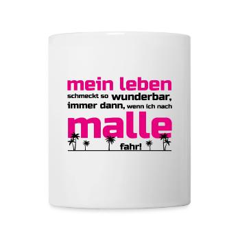 Mein Leben Malle (Schrift pink/schwarz) - Tasse - Weiß - Vorne