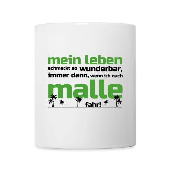 Mein Leben Malle (Schrift grün/schwarz) - Tasse - Weiß - Vorne