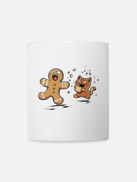 Weihnachten Katze, Naschkatze, Keksliebhaber - Tasse - Weiß