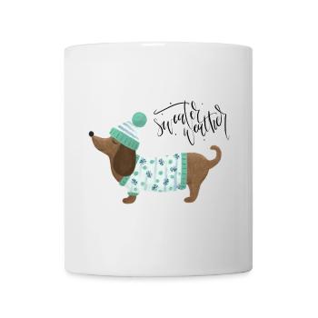 Teckel avec pull et chapeau - Sweater Weather - Mug blanc - blanc - Devant
