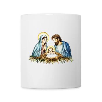 Weihnachtspullover Weihnachten an der Krippe Jesus - Tasse - Weiß - Vorne