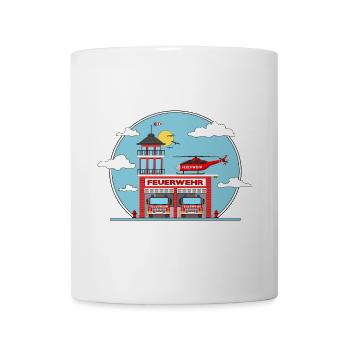 Hélicoptère et camion de pompiers - Mug blanc - blanc - Devant