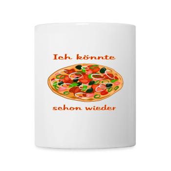 Lebendige Pizza mit frischen Zutaten - Tasse - Weiß - Vorne