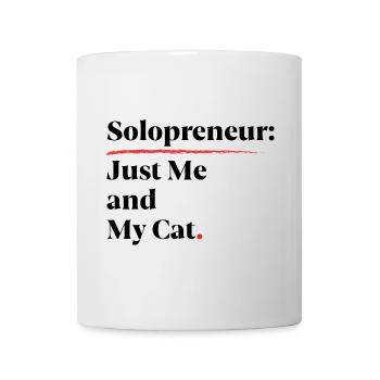 Solopreneur: Nur ich und meine Katze [Schwarz] - Tasse - Weiß - Vorne