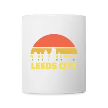 Leeds City Skyline Rétro Coucher de soleil Silhouette - Mug blanc - blanc - Devant