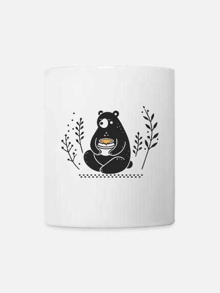 Braunbär mit Honigtopf – Liebevolle Illustration - Tasse - Weiß