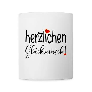 HERZLICHEN GLÜCKWUNSCH HERZ - Tasse - Weiß - Vorne