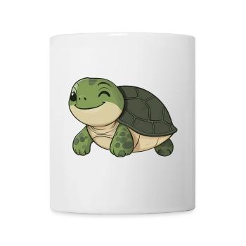 Süße glückliche Schildkröte - entzückende und fröhliche Karikatur - Tasse - Weiß - Vorne
