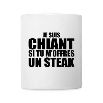 Homme qui adore : Steak. Design Drôle Humour - Mug blanc - blanc - Devant