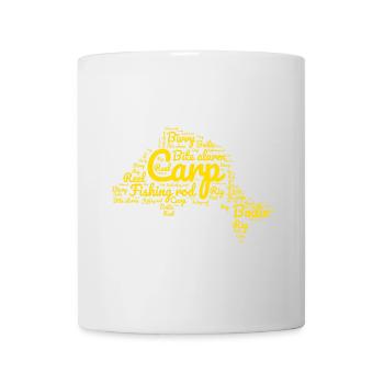 Carp Fishing - Carp-Shaped Yellow Words - Mug - white - Front