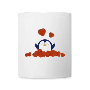 Pingouin mignon entouré de cœur - Mug blanc - blanc - Devant