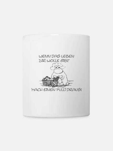 Make a sweater out of it – funny knitted sheep - Mug - white