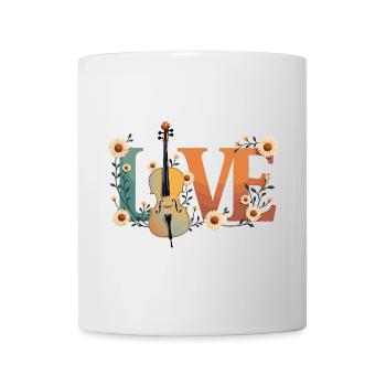 Amour Violoncelle Amour avec des fleurs pour violoncellistes - Mug blanc - blanc - Devant