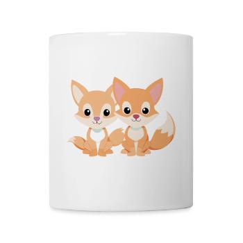 Deux petits renards amis complices - Mug blanc - blanc - Devant