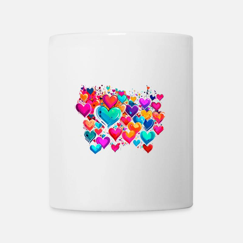 herzen,bunt,pink,graffiti,herz,malerei - Tasse - Weiß