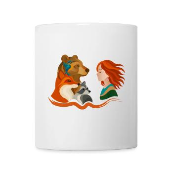 Girl with red hair and forest animals - Mug - white - Front