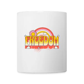 Freedom Freedom Rainbow Flower Vintage Retro - Mug - white - Front