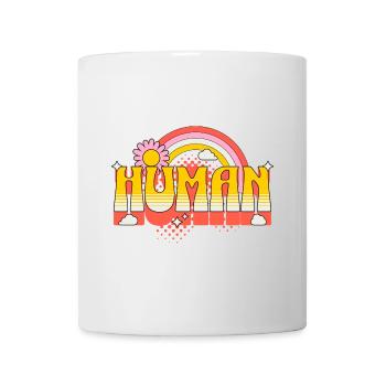 Human Human Rainbow Flower Hippie Vintage Retro - Mug - white - Front