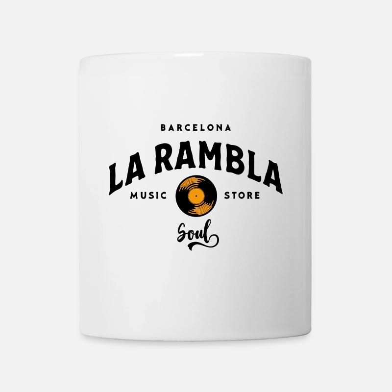 « La Rambla Soul » Magasin de musique vintage de Barcelone - Mug blanc - blanc