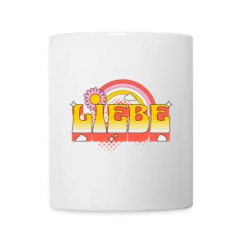 Liebe Love Schrift Blume Regenbogen Wolken Kunst - Tasse - Weiß - Vorne