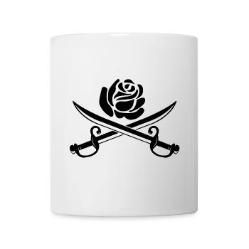 Schwarze Rose und gekreuzte Schwerter - Tasse - Weiß - Vorne