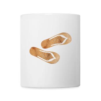 Flip Flops Wooden Slippers Holiday Nature Fun Summer - Mug - white - Front